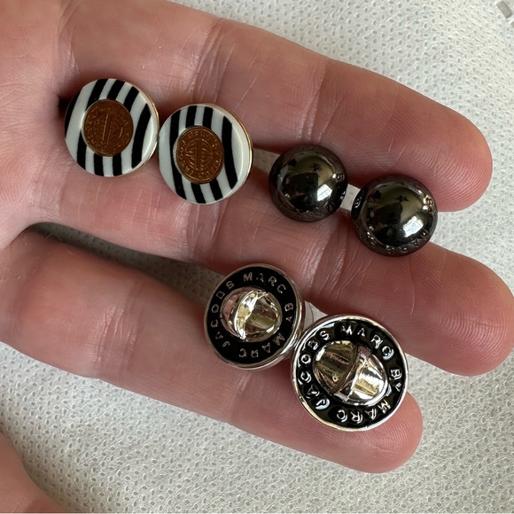 Marc by Marc Jacobs earrings vintage set 3 pair black white silver white unique - Picture 3 of 10